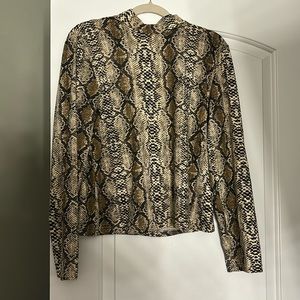 SHEIN high neck snake skin print long sleeve shirt